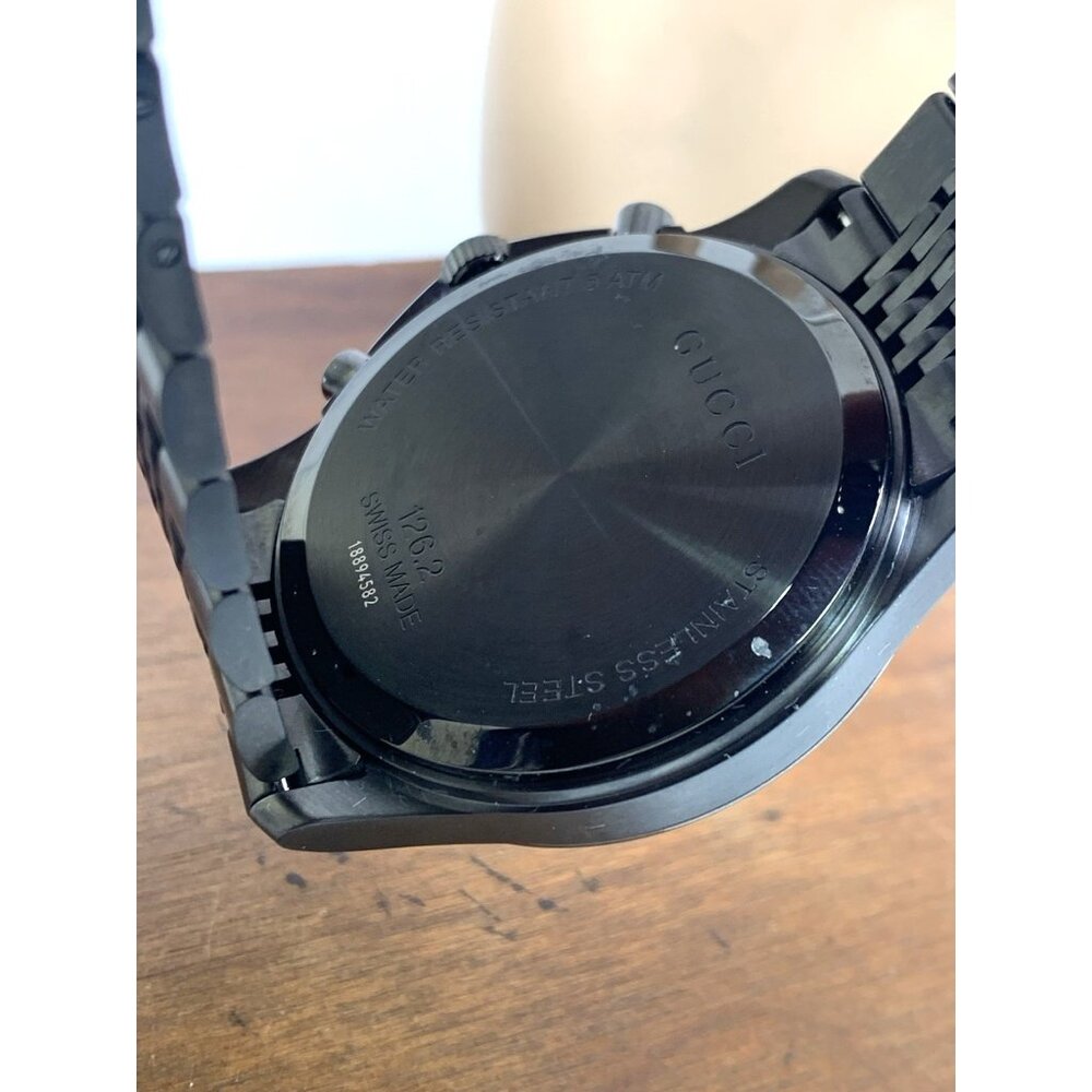 Gucci Men's Watch YA126217 G-Timeless Swiss Quartz Chronograph Black Steel 46mm - Picture 7 of 15